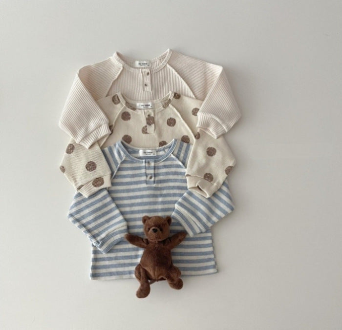 Baby Striped & Polka Dot Pattern & Solid Color Loose Comfort Shirt