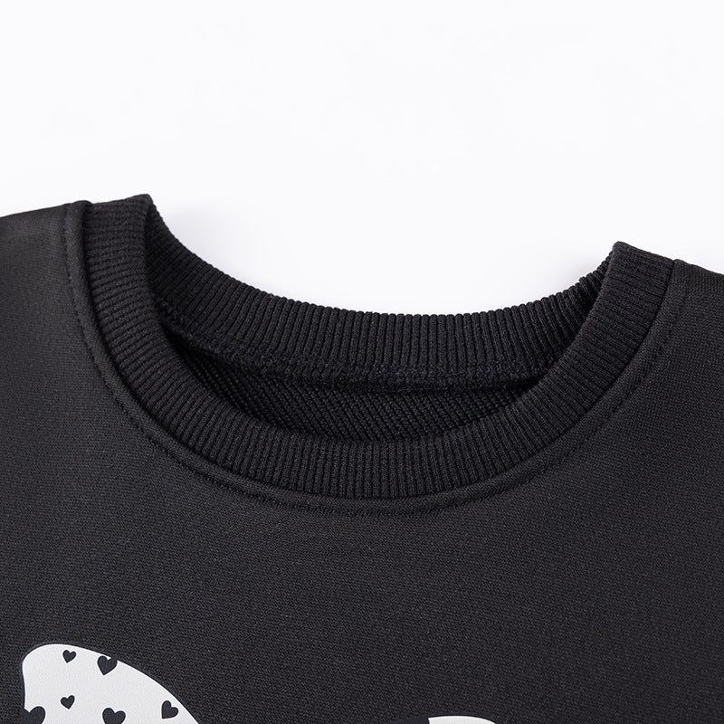 Spring and Autumn Girls Butterfly-bows Pattern Long Sleeves Top and Hearts Pattern Pants Clothing Set