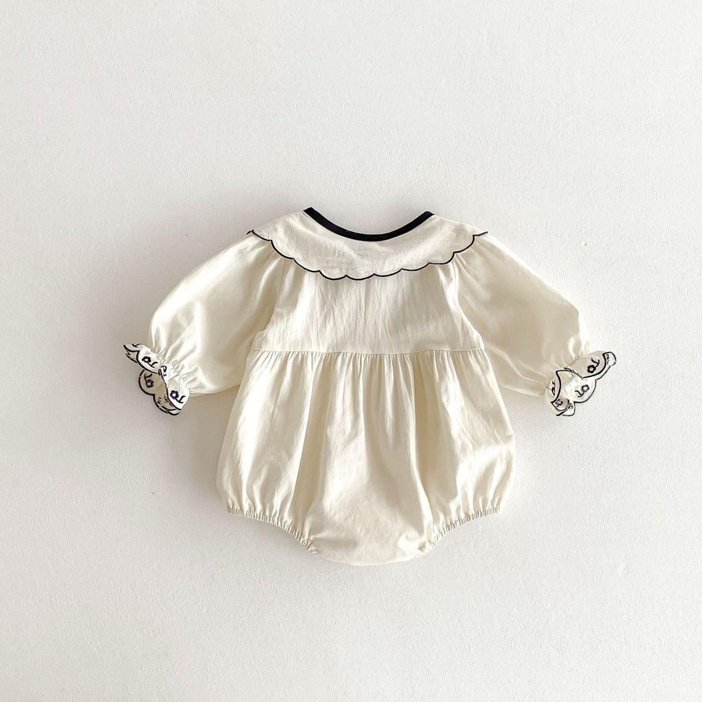 Autumn Arrival Baby Girls Long Sleeves Flowers Embroidered Pattern bodysuit