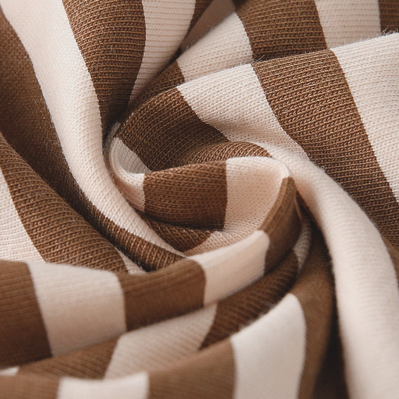 Spring and Autumn Boys Cartoon Teddy Bear Pattern Long Sleeves Top and Striped Pants Clothing Set