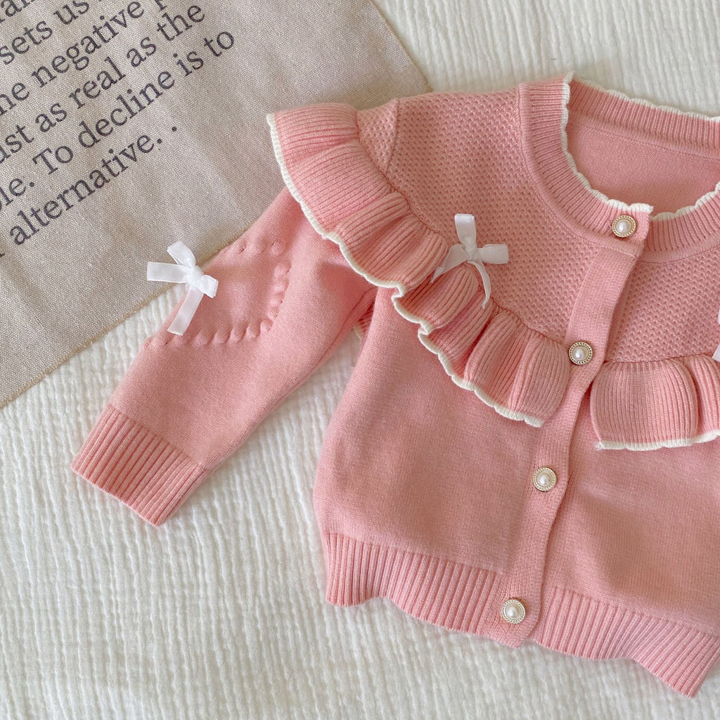 Winter and Autumn Baby Kids Girls Long Sleeves Knitted SET Cardigan and Flared Pants Knitted Clothing Set