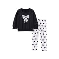 Spring and Autumn Girls Butterfly-bows Pattern Long Sleeves Top and Hearts Pattern Pants Clothing Set