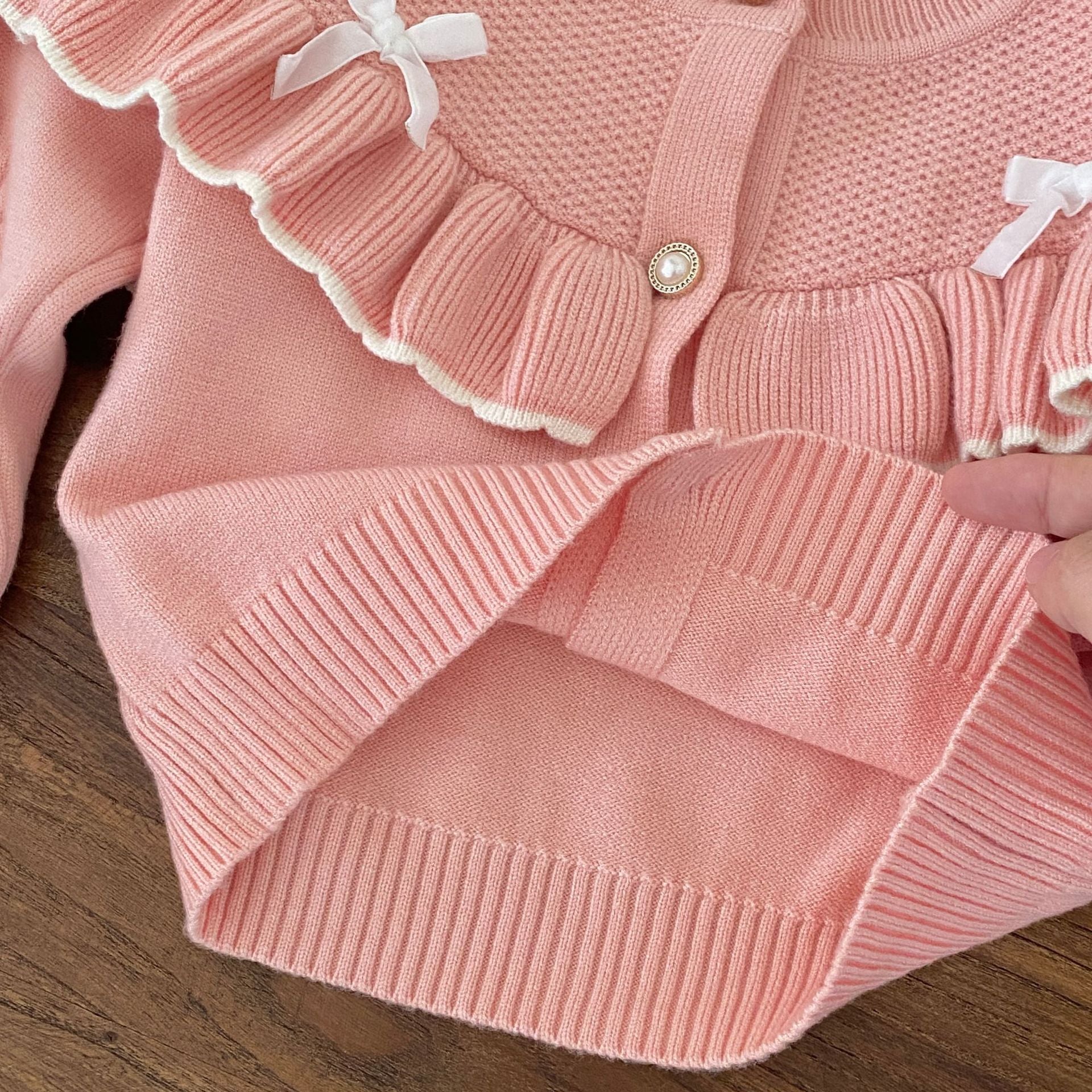 Winter and Autumn Baby Kids Girls Long Sleeves Knitted SET Cardigan and Flared Pants Knitted Clothing Set