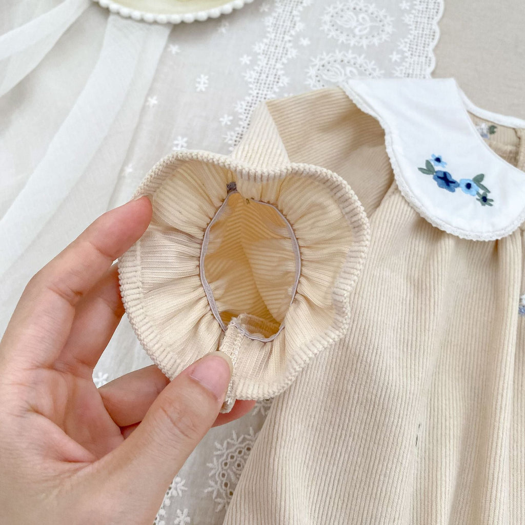 Autumn Baby Kids Girls Flowers Embroidered Pattern Long-sleeved bodysuit and Dress – Princess Sister Matching Set