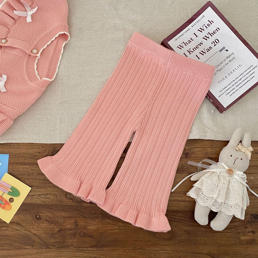 Winter and Autumn Baby Kids Girls Long Sleeves Knitted SET Cardigan and Flared Pants Knitted Clothing Set
