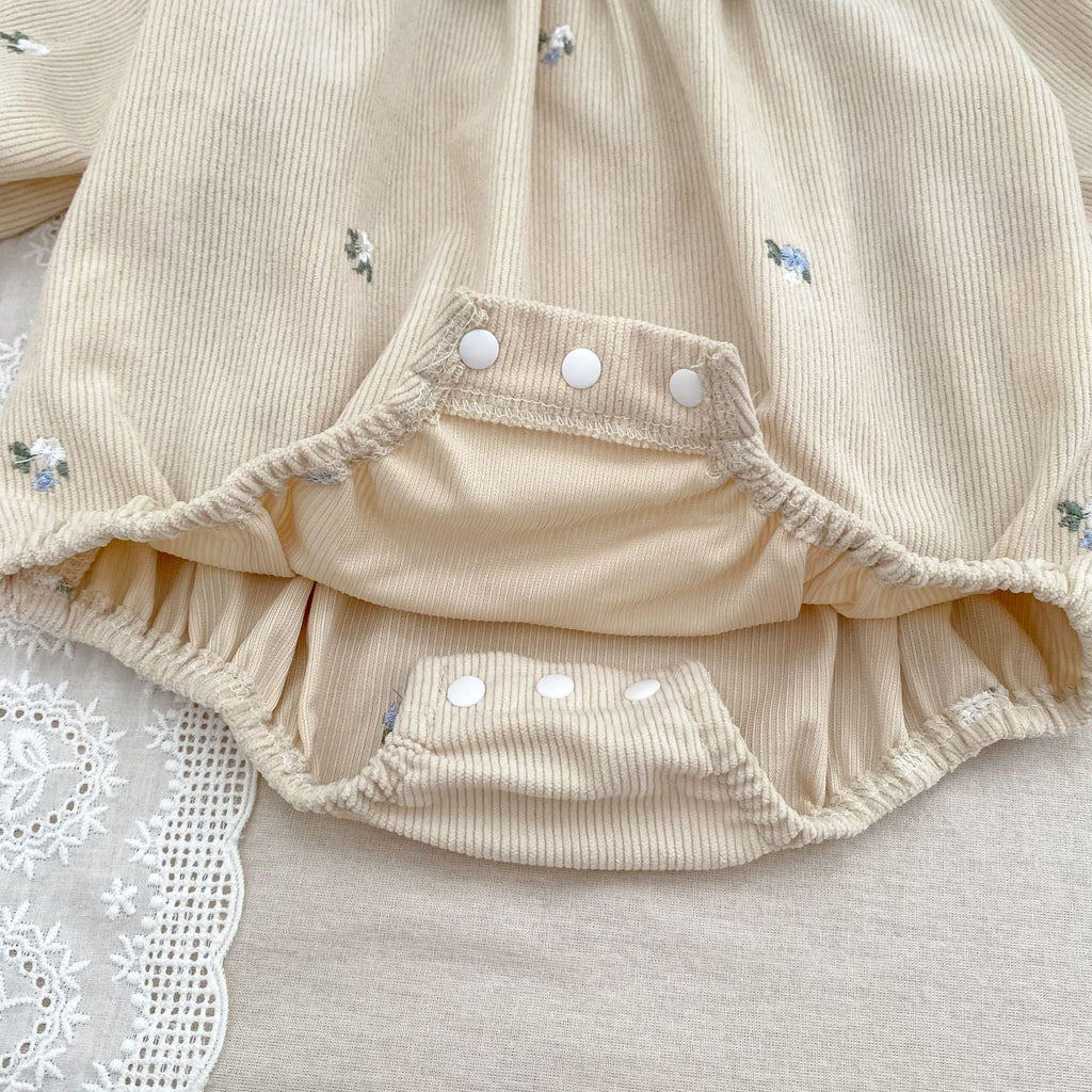 Autumn Baby Kids Girls Flowers Embroidered Pattern Long-sleeved bodysuit and Dress – Princess Sister Matching Set