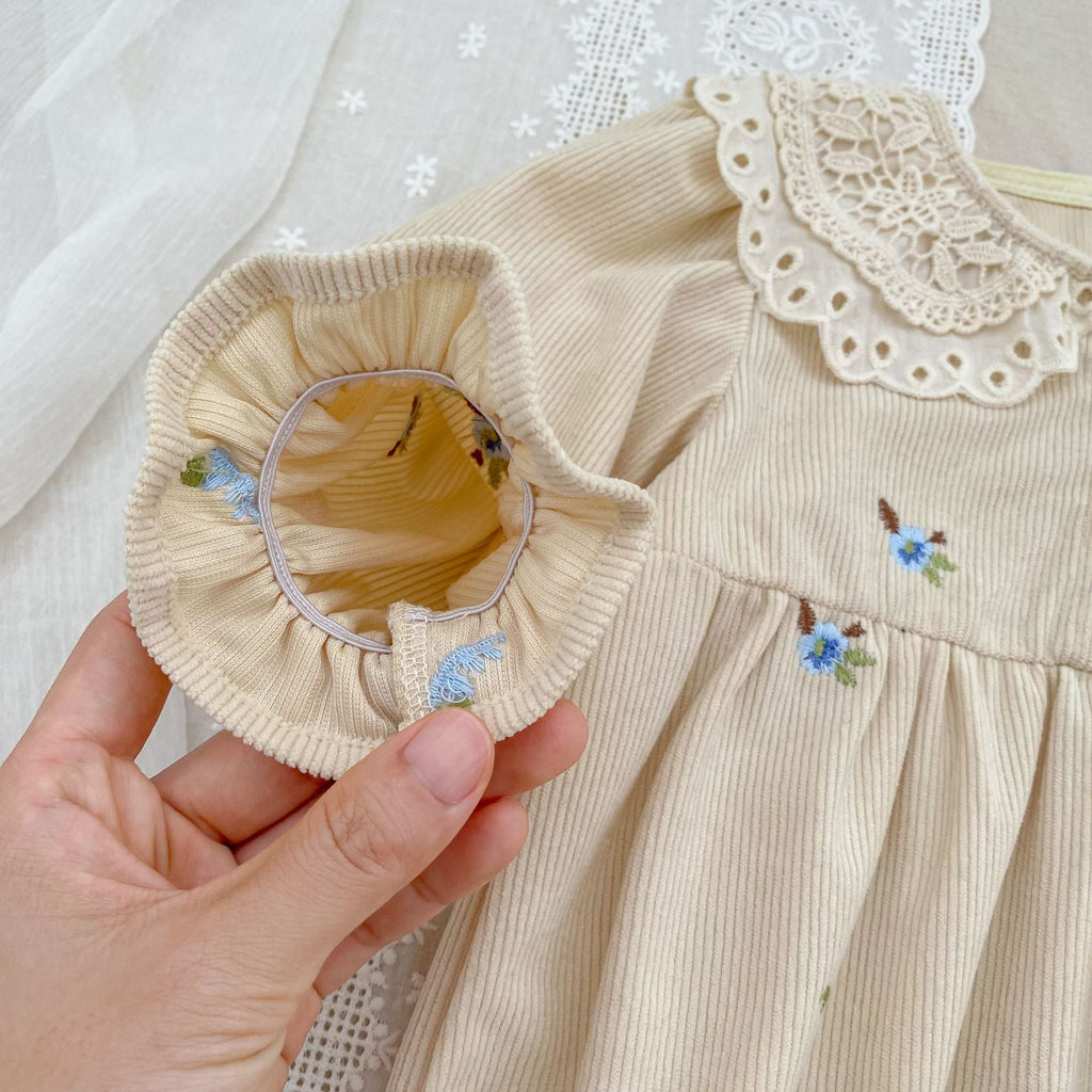 Autumn Hot Selling Baby Kids Girls Flowers Embroidered Pattern Long-sleeved bodysuit and Dress – Princess Sister Matching Set