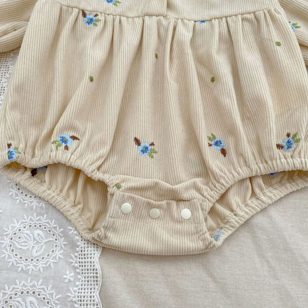 Autumn Hot Selling Baby Kids Girls Flowers Embroidered Pattern Long-sleeved bodysuit and Dress – Princess Sister Matching Set